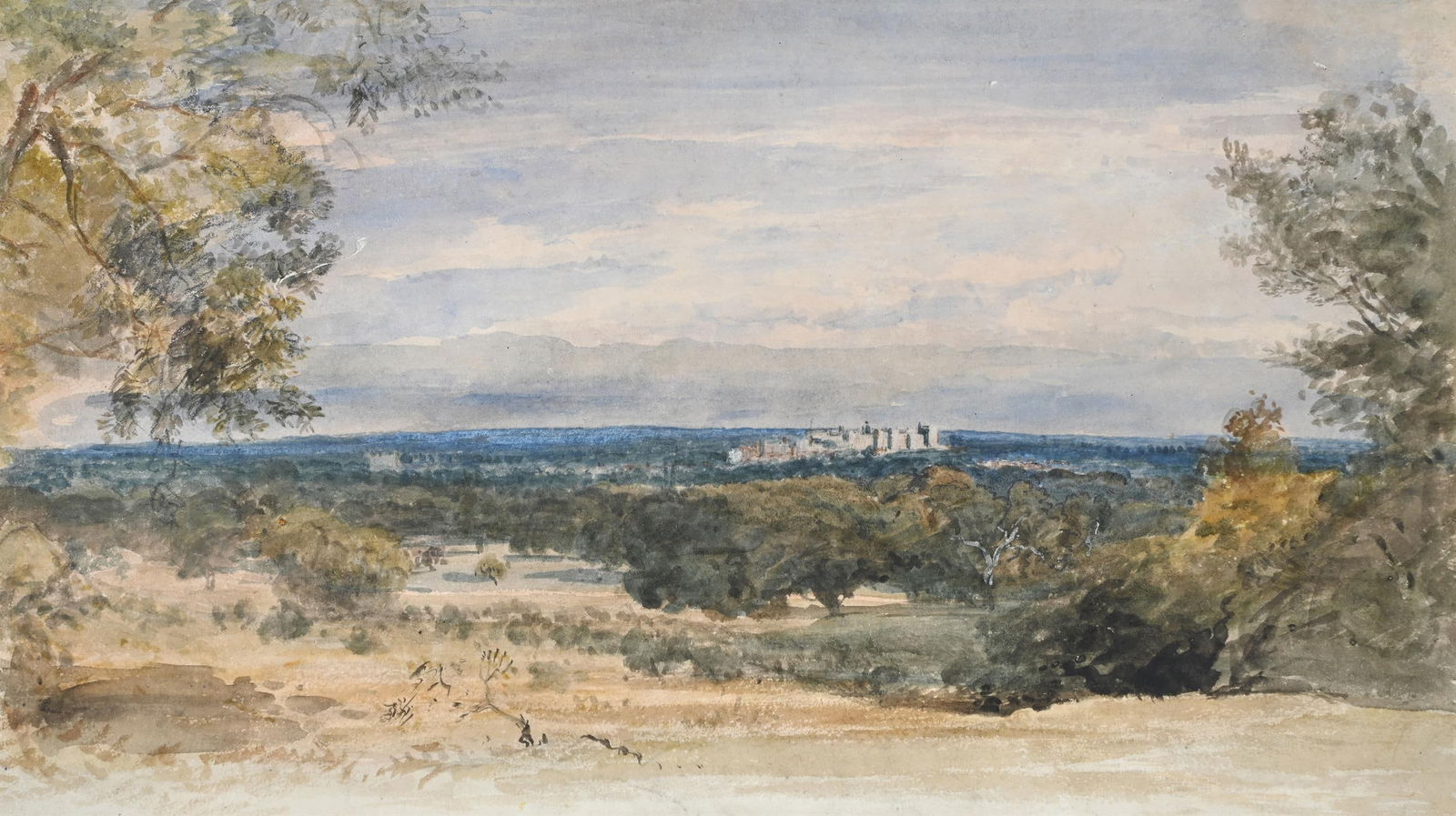 FRANCIS OLIVER FINCH (BRITISH 1802 - 1862), A DISTANT VIEW OF WINDSOR CASTLE (1 of 3)