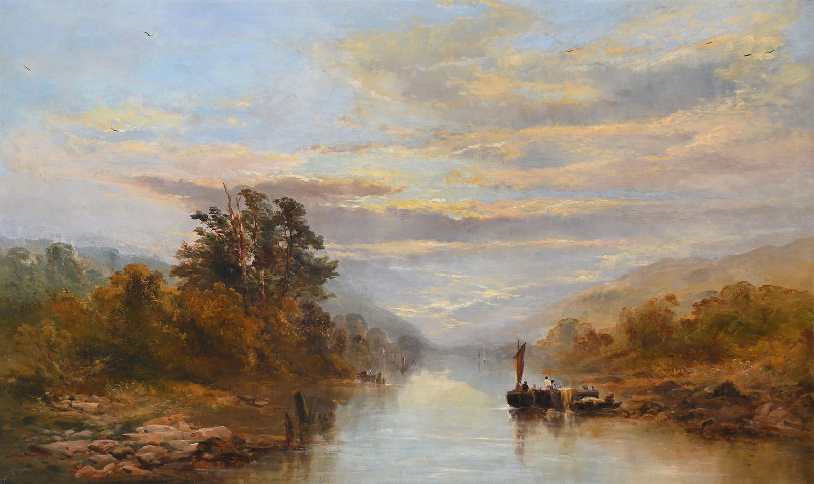 WILLIAM WIDGERY (BRITISH 1822 - 1893), A TRANQUIL RIVER LANDSCAPE (1 of 3)