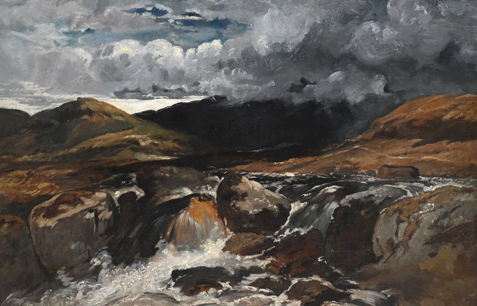 WILLIAM MÜLLER (SWISS 1881-1918), A HIGHLAND TORRENT: WILLIAM MÜLLER (SWISS 1881-1918)A HIGHLAND TORRENT Oil on canvasSigned (lower left)47 x 73cm (18½ x 28½ in.)Provenance:Ackermann and Johnson, London