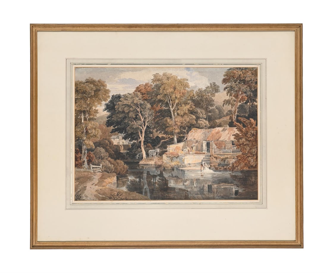 WILLIAM HAVELL (BRITISH 1782 - 1857), MILL-SCENE WITH FIGURES (1 of 3)