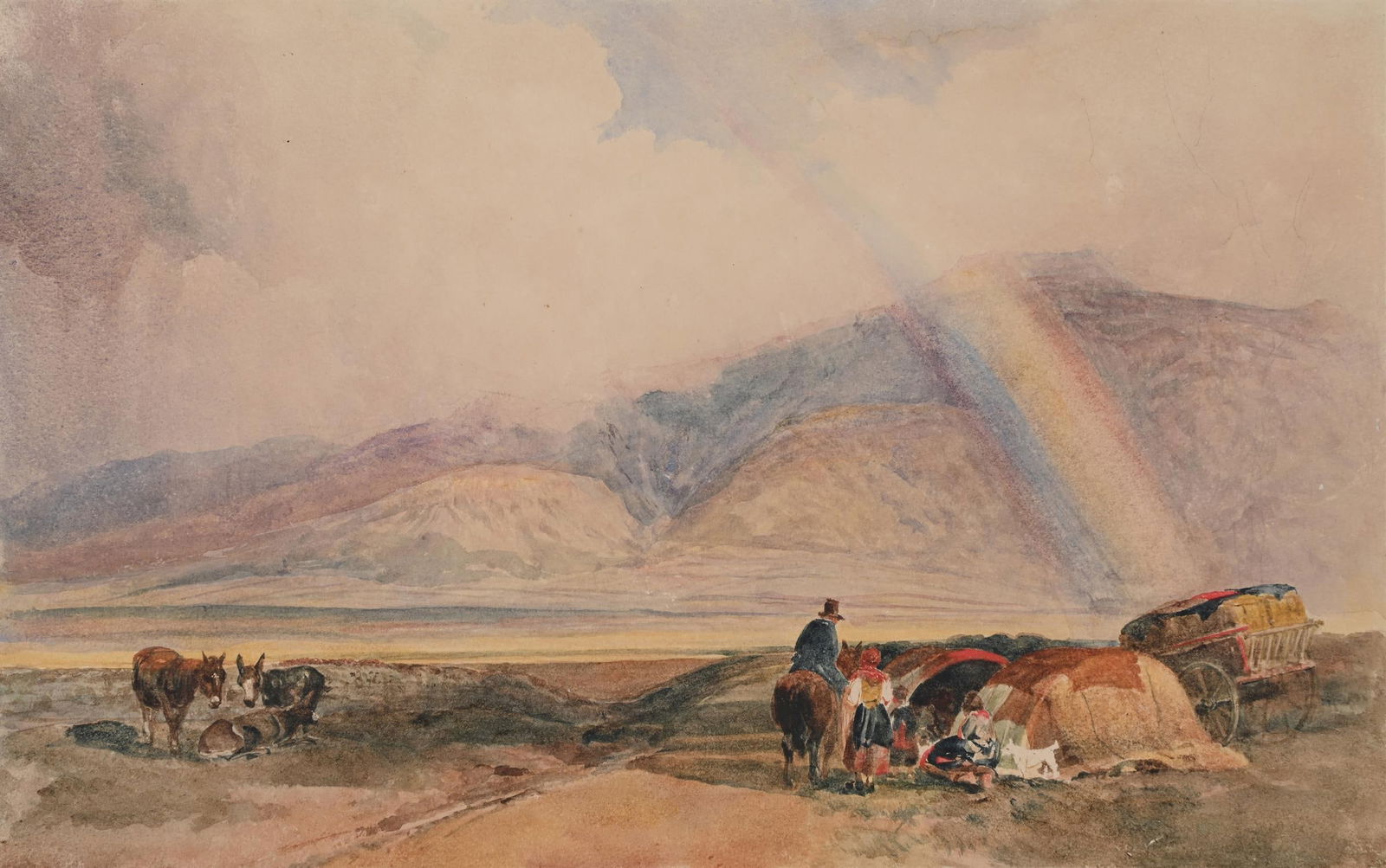 PETER DE WINT (BRITISH 1784 - 1849), A GYPSY CAMP WITH A VIEW OF CROSS FELL BEYOND (1 of 3)
