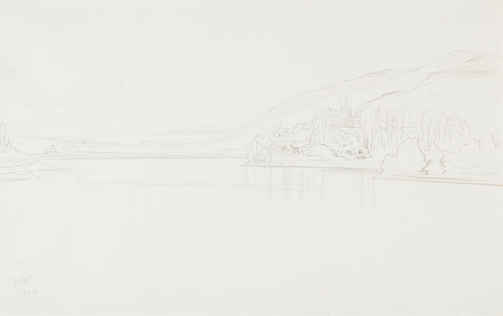 EDWARD LEAR (BRITISH 1812 - 1888), LAKE LAWERTZ [sic] (1 of 3)