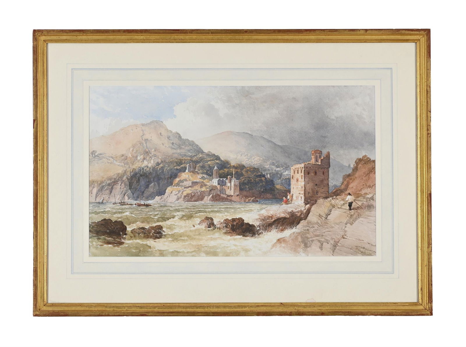 THOMAS MILES RICHARDSON JUNIOR (BRITISH 1813 - 1890), KINGSWATER CASTLE AND THE DART ESTUARY (1 of 3)