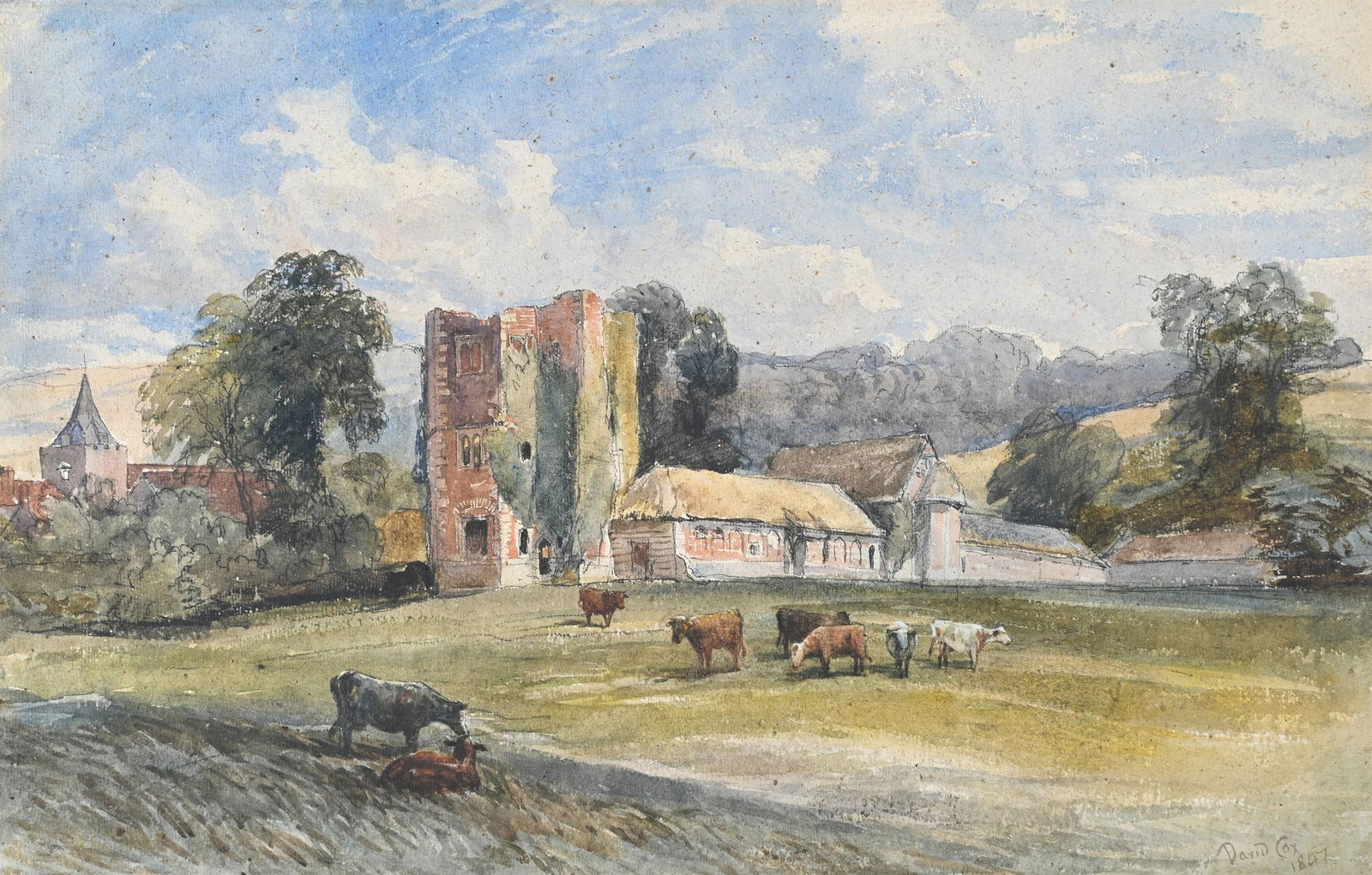 DAVID COX JUNIOR (BRITISH 1809-1885), CATTLE BY A RUIN (1 of 3)