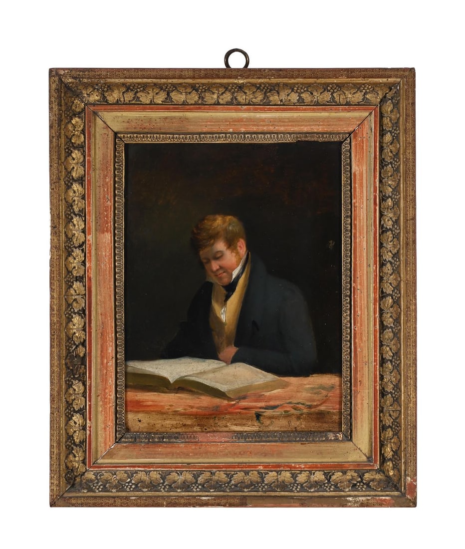 CIRCLE OF ANDREW GEDDES (SCOTTISH 1783-1844), PORTRAIT OF A GENTLEMAN READING (1 of 3)