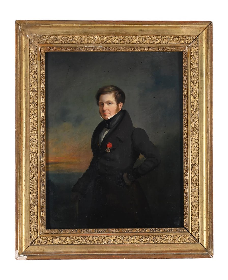 ENGLISH SCHOOL (19TH CENTURY), PORTRAIT OF A GENTLEMAN IN A BLACK COAT WEARING A MEDAL: ENGLISH SCHOOL (19TH CENTURY)PORTRAIT OF A GENTLEMAN IN A BLACK COAT WEARING A MEDALOil on board25.5 x 20.5cm (10 x 8 in.)