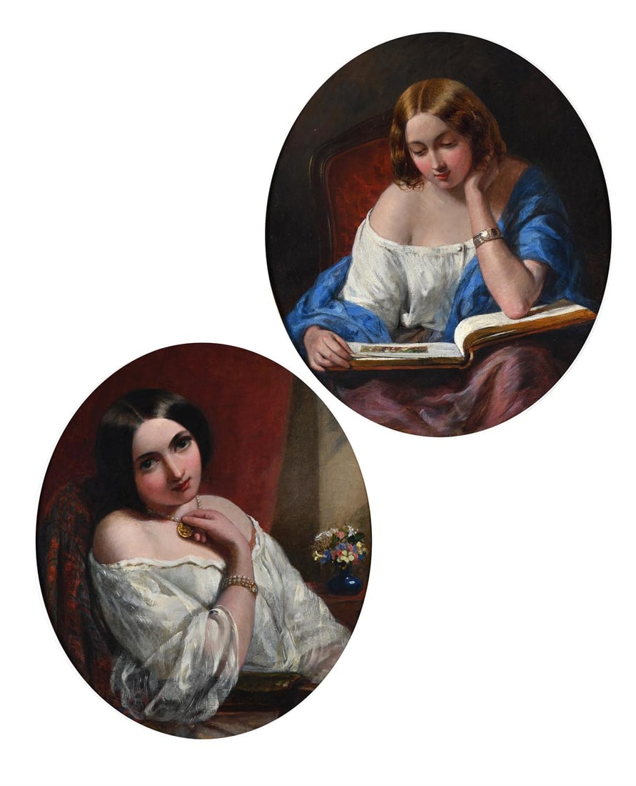 GEORGE WELLS (BRITISH ACTIVE CIRCA 1842-1888), PORTRAIT OF A LADY READING; PORTRAIT OF A LADY (2) (1 of 7)