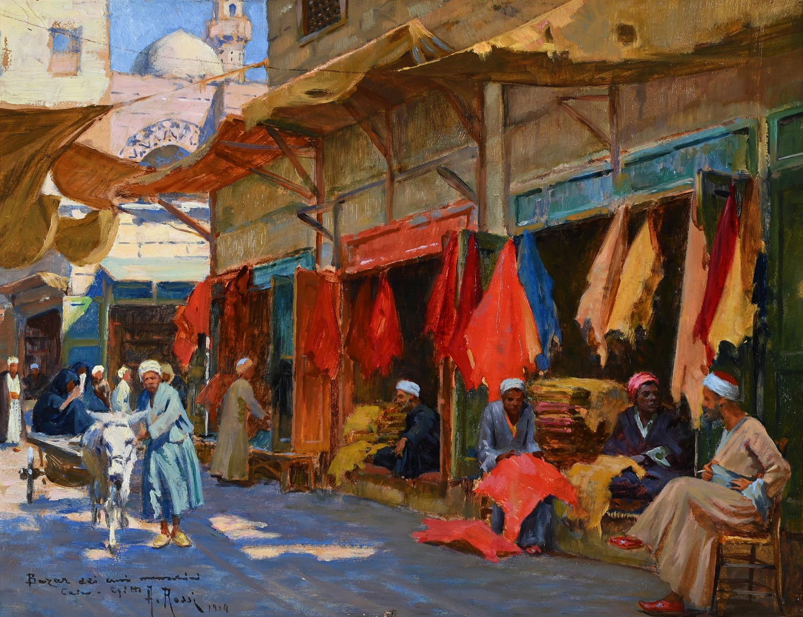 ALBERTO ROSSI (ITALIAN 1858-1936), THE LEATHER MARKET CAIRO (1 of 3)