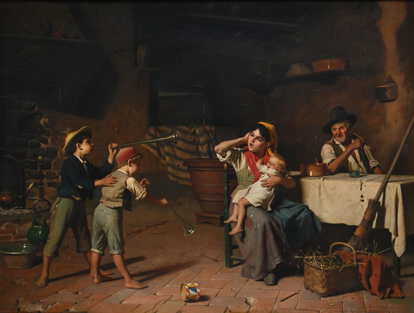 LUIGI SCAFFAI (ITALIAN 1837-1899), THE YOUNG TRUMPETERS (1 of 3)