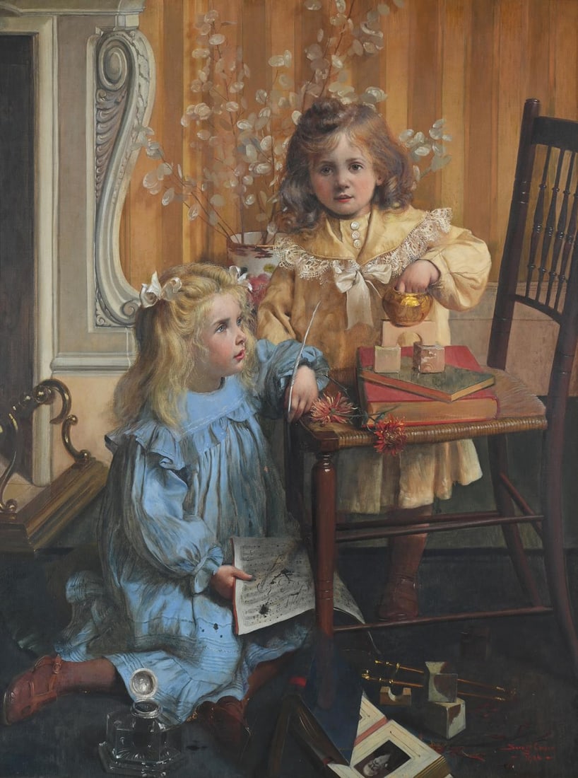 WALTER SAVAGE COOPER (BRITISH 1861 - 1943), PORTRAIT OF MAY AND ARTHUR SAVAGE COOPER (1 of 3)