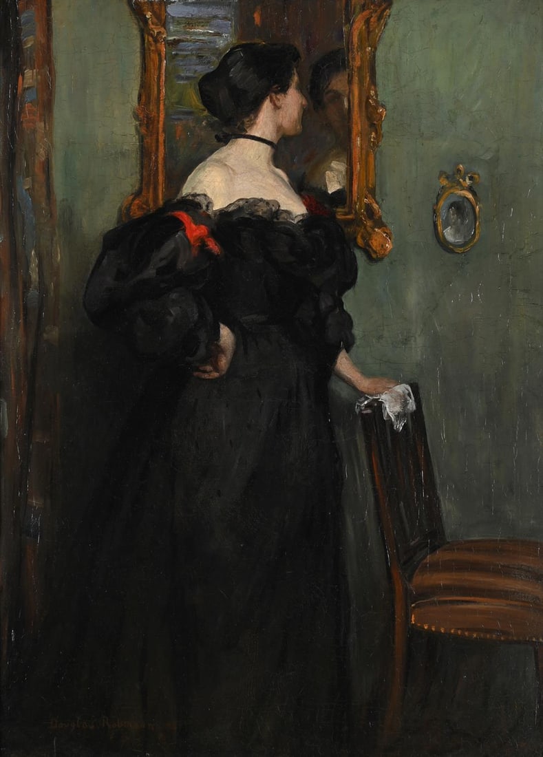 DOUGLAS ROBINSON (BRITISH 1864-1937), PORTRAIT OF A LADY IN A BLACK DRESS (1 of 3)