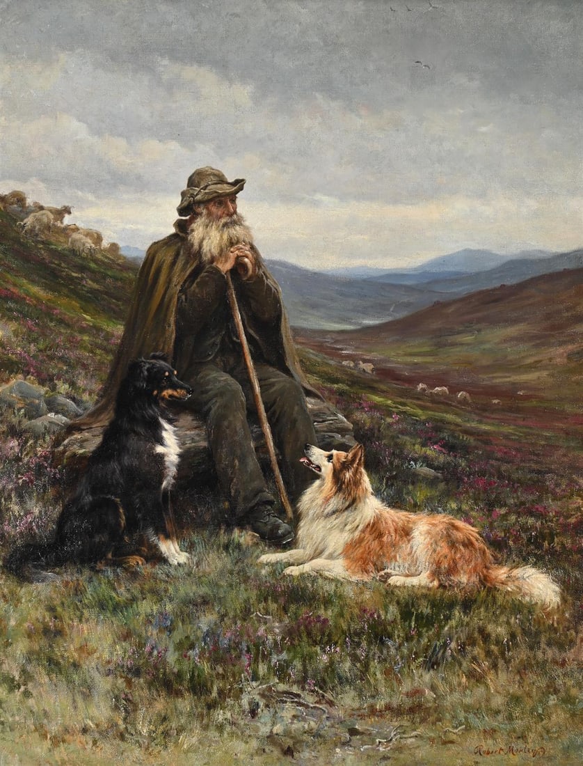 ROBERT MORLEY (BRITISH 1857-1941), THE OLD SHEPHERD: ROBERT MORLEY (BRITISH 1857-1941)THE OLD SHEPHERDOil on canvas Signed (lower right)91 x 70cm (35¾ x 27½ in.)
