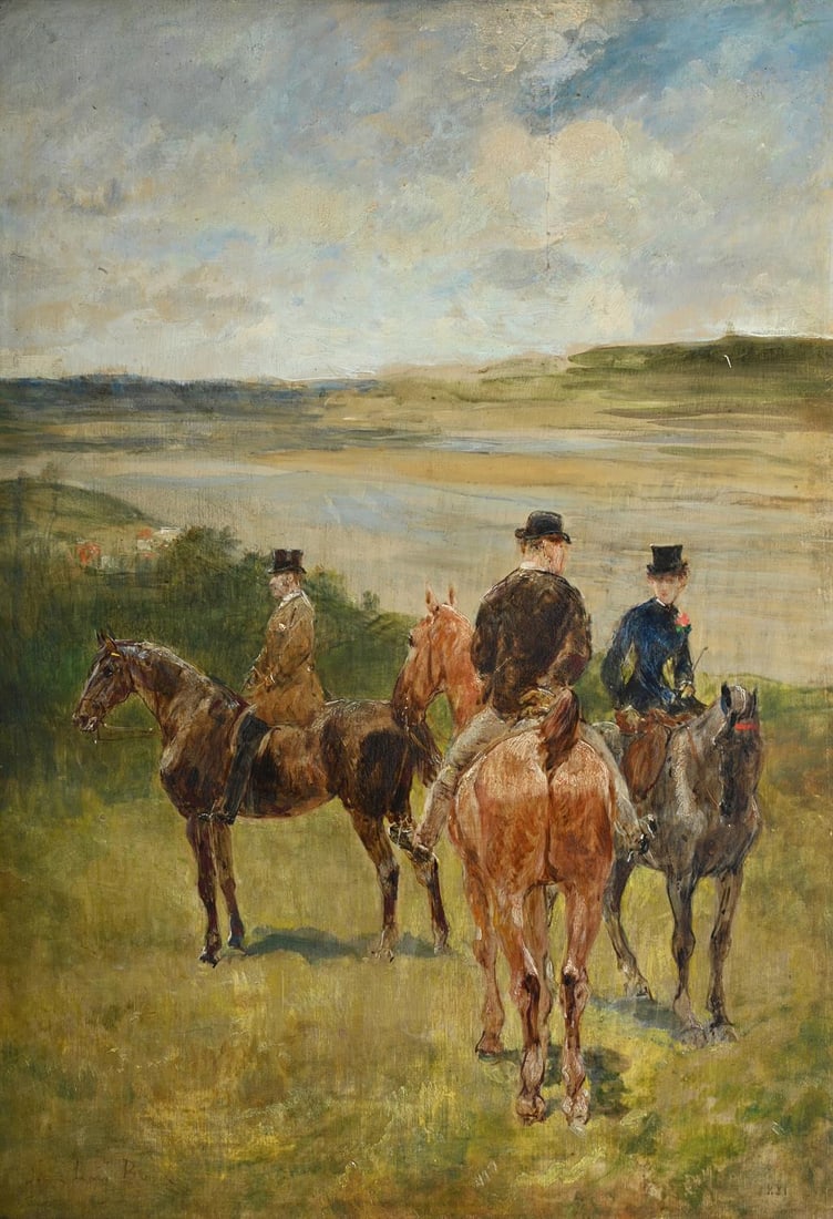 JOHN LEWIS BROWN (FRENCH 1829 - 1890), THREE FIGURES ON HORSEBACK (1 of 3)