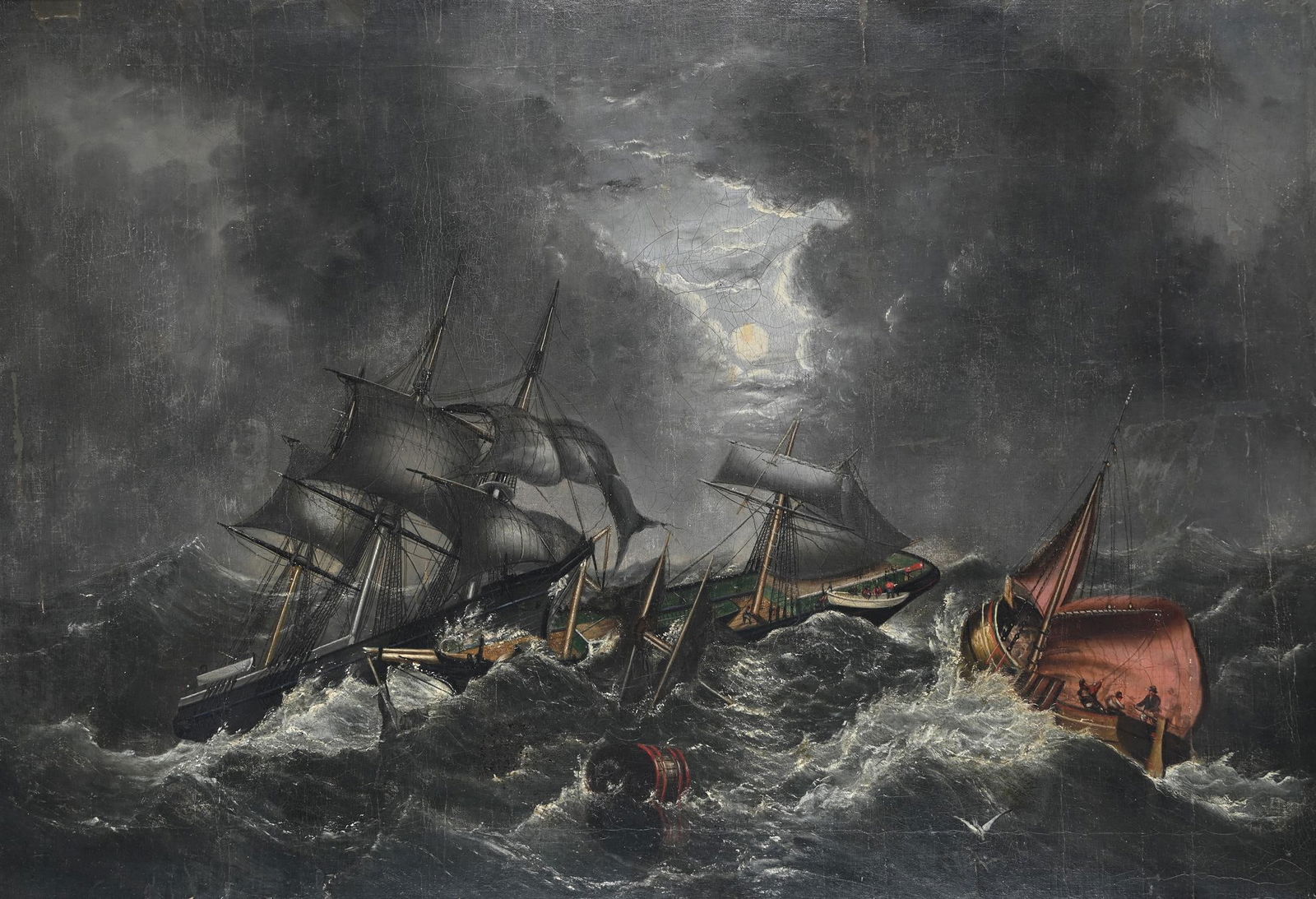 CIRCLE OF GEORGE WEBSTER (BRITISH 1797-1864), SHIPS FOUNDERING IN A ROUGHT SEA (1 of 3)