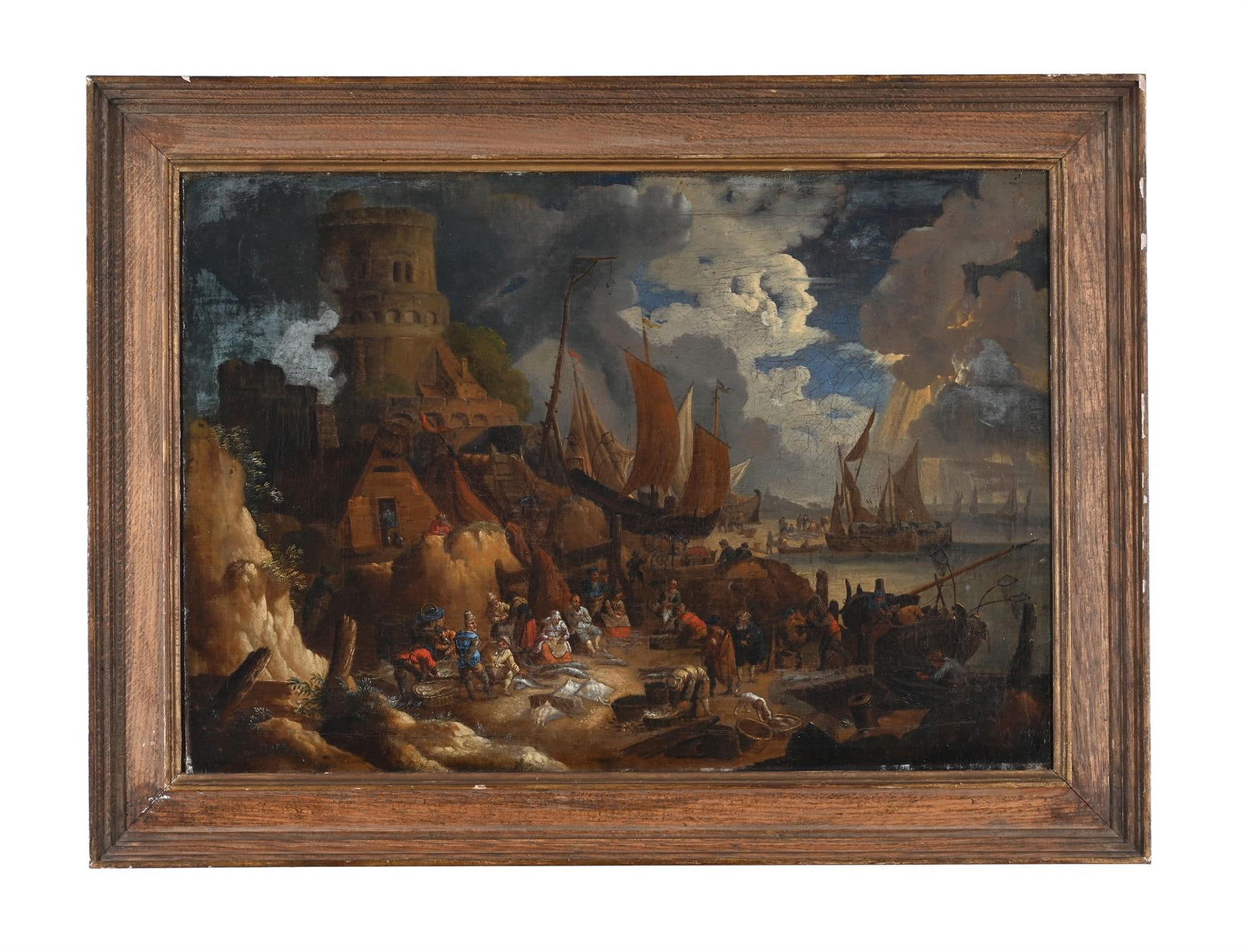 CIRCLE OF LUCAS SMOUT THE YOUNGER (FLEMISH 1671-1713), FISHERMEN APPROACHING THE SHORE (1 of 3)