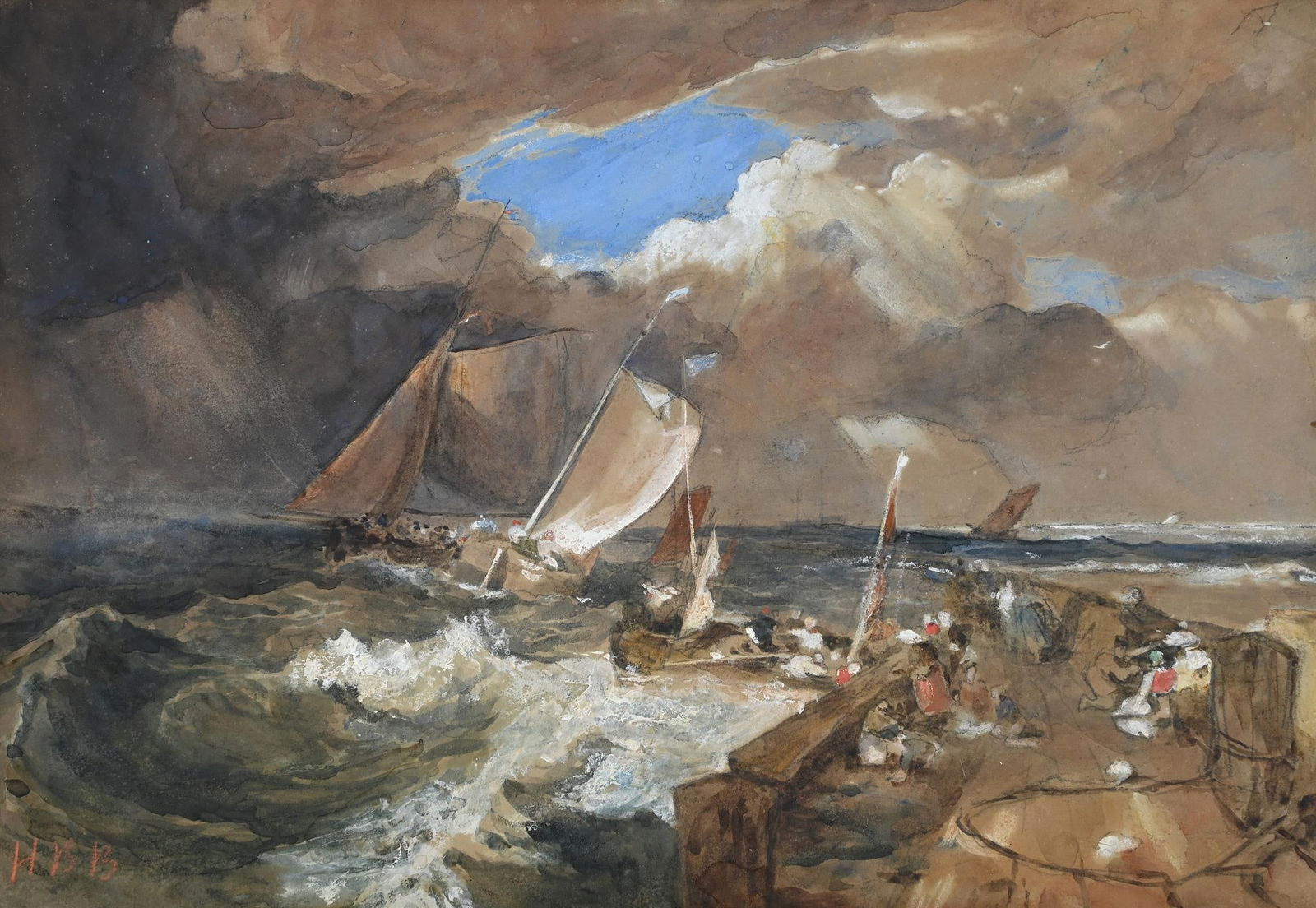 HERCULES BRABAZON BRABAZON (FRENCH 1821 - 1906), AN INTERPRETATION OF TURNER'S 'CALAIS PIER' (1 of 3)