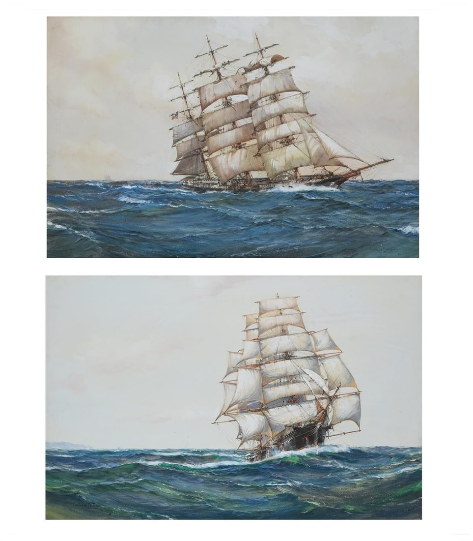 λ MONTAGUE DAWSON (BRITISH 1895 - 1973), 'CASHEMRE' OF BOSTON; 'HOTSPUR' (2): λ MONTAGUE DAWSON (BRITISH 1895 - 1973)'CASHEMRE' OF BOSTON; 'HOTSPUR' Watercolour and bodycolour, a pair Both signed (lower left and right, respectively)Each 42 x 67cm (16½ x 26¼ i