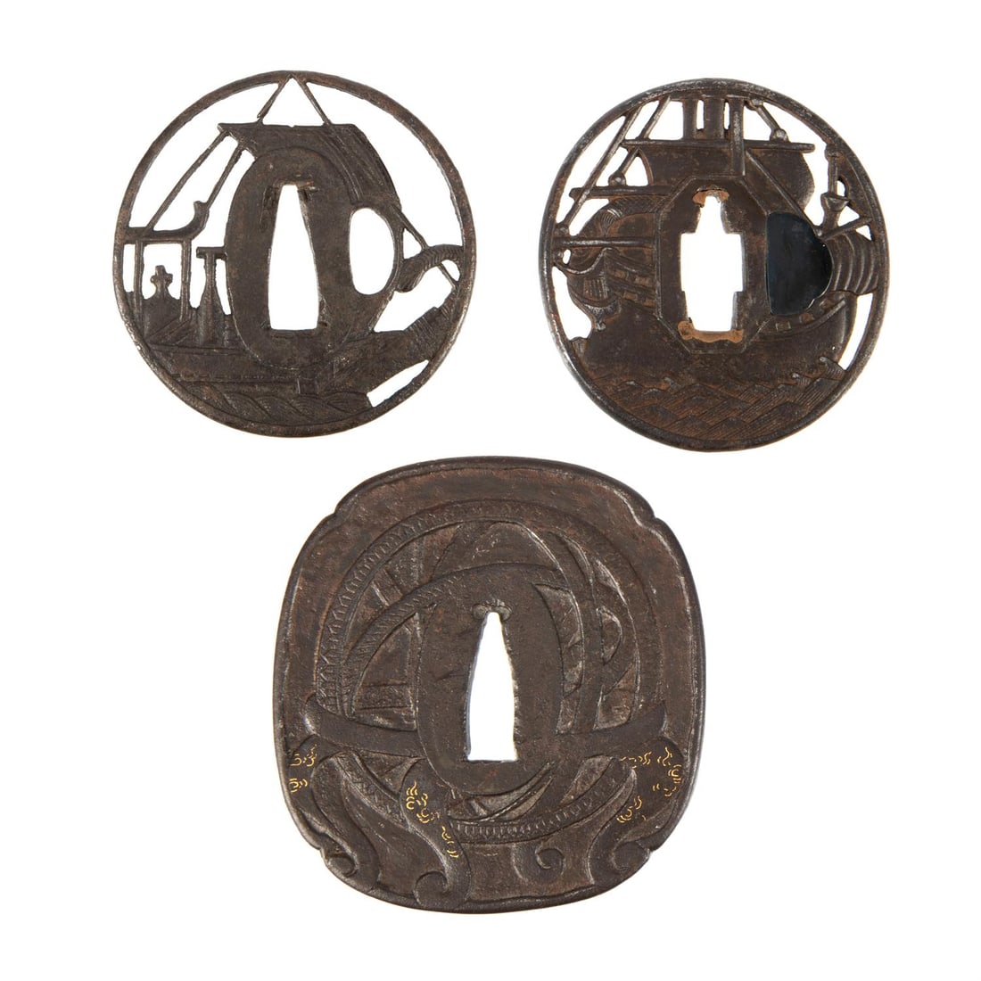 ‡ Three iron tsuba, Edo period (1 of 2)