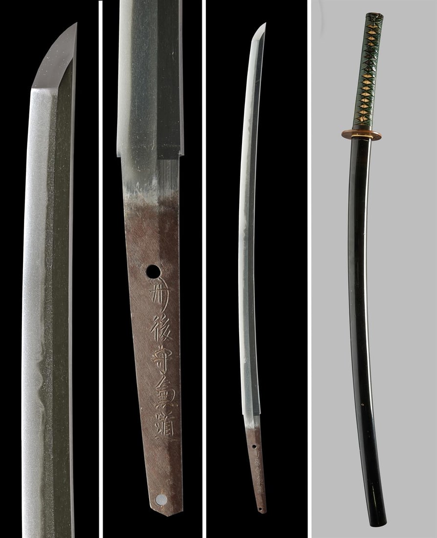 An Osaka school katana, Signed Tango no kami Kanemichi, Edo period: The Property of an English GentlemanAn Osaka school katanaSigned Tango no kami Kanemichi Edo period, 17th century Sugata [configuration]: shinogi-zukuri, iori-mune, chu-kissaki, tori-zoriKitae [forgin