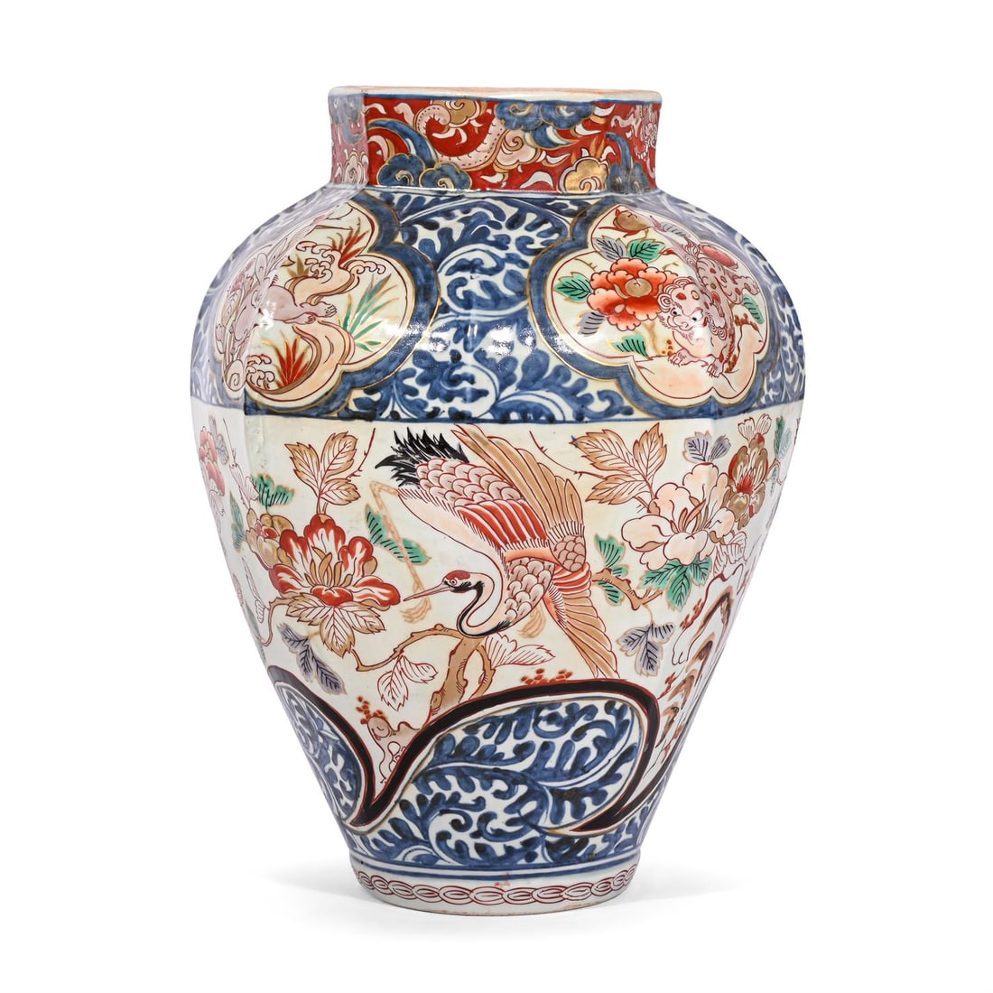 A JAPANESE ARITA HEXAGONAL VASE, EDO PERIOD, 18TH CENTURY (1 of 3)