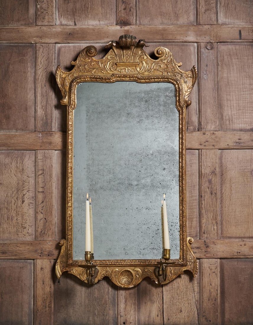 A GEORGE I GILTWOOD AND GILT GESSO GIRANDOLE MIRROR, CIRCA 1725 (1 of 3)