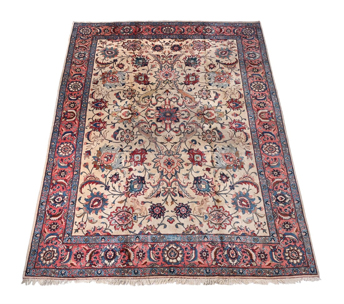 A TABRIZ CARPET, SIGNED BY MASTER WEAVER 'MORADZADEH' (1 of 4)