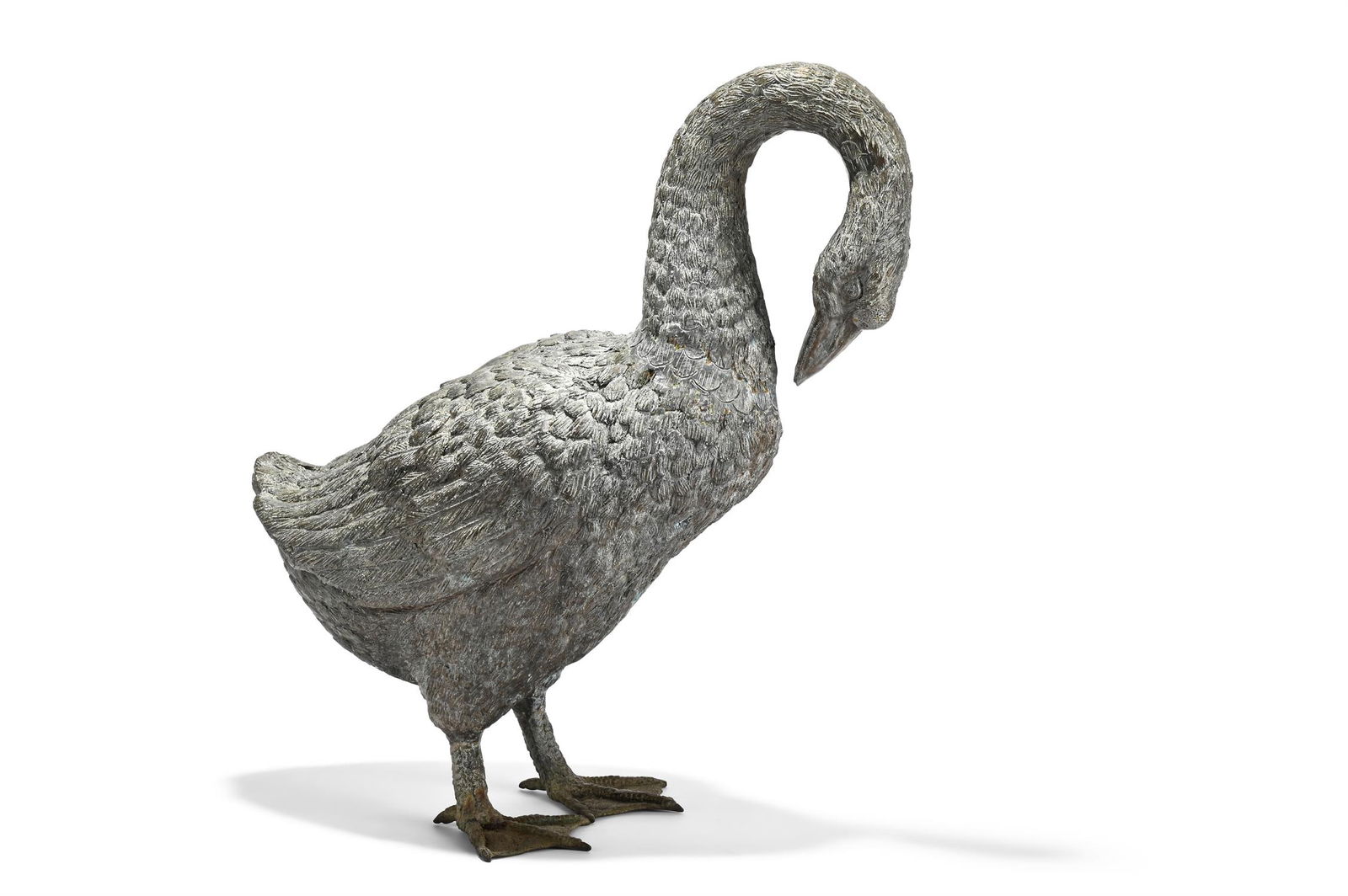 A BRONZE ANIMALIER MODEL OF A GOOSE, LATE 20TH CENTURY (1 of 5)
