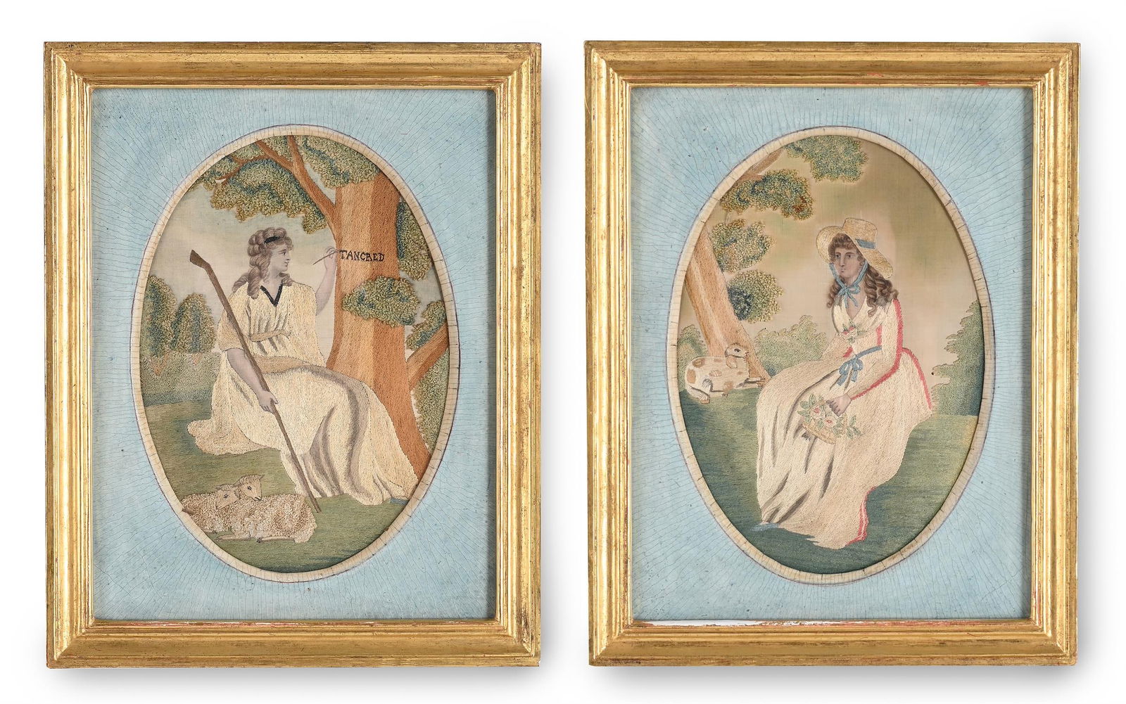 A PAIR OF LATE GEORGE III SILKWORK EMBROIDERY PICTURES, CIRCA 1800-1820 (1 of 7)