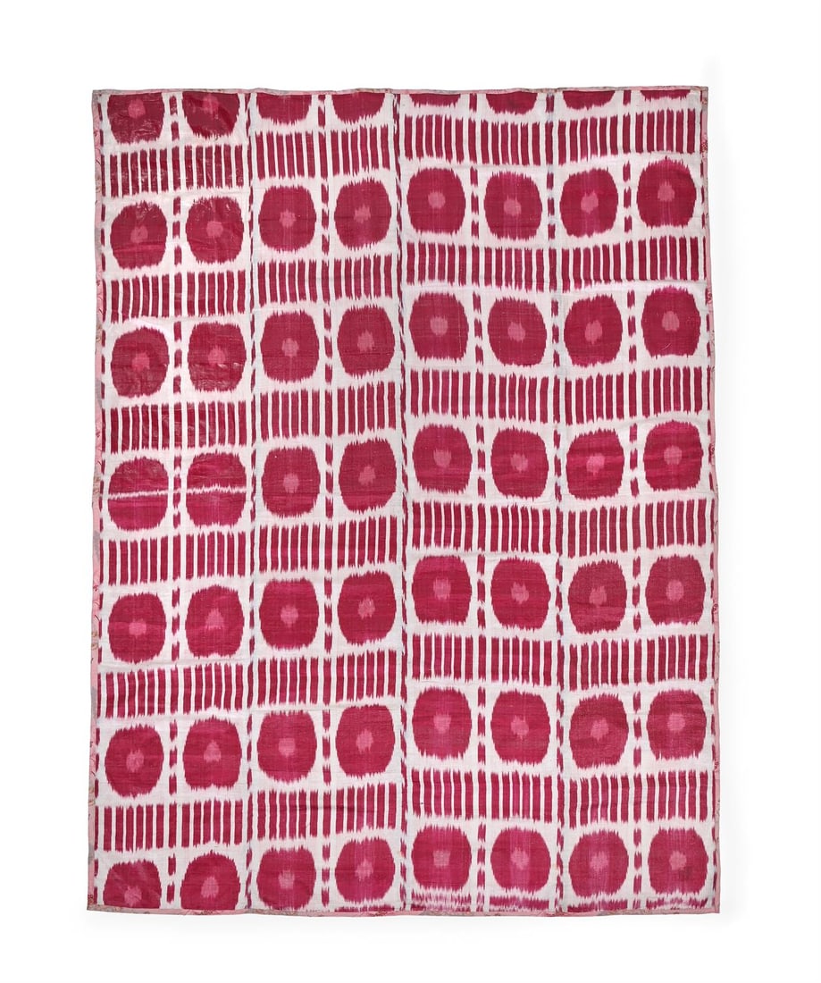 A LARGE SILK IKAT PANEL, UZBEKISTAN, CIRCA 1900 (1 of 2)