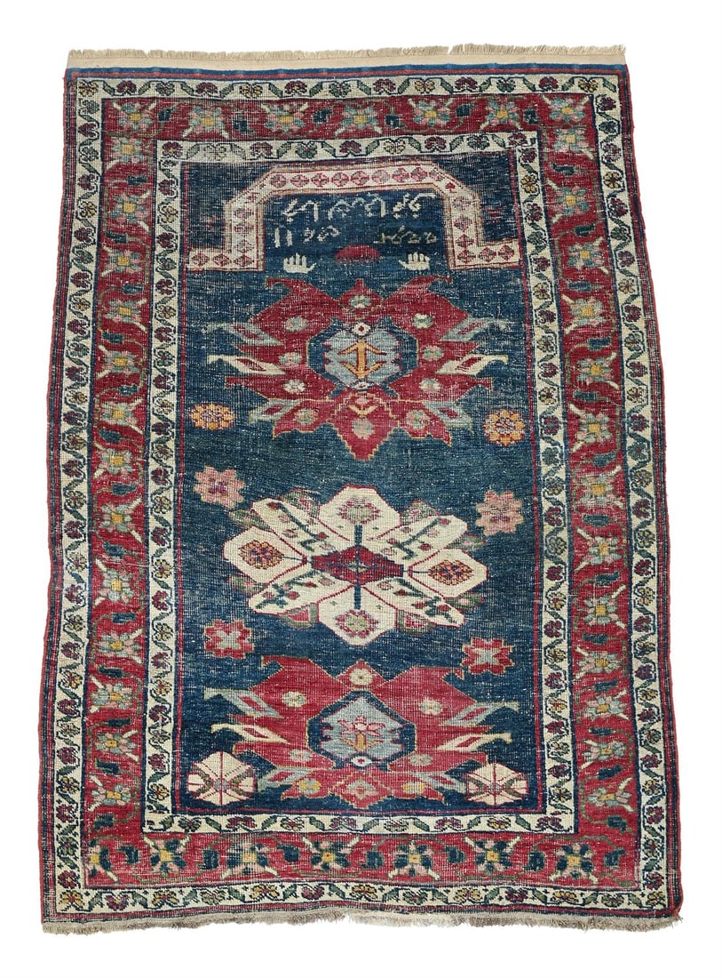 A CAUCASIAN PRAYER RUG, LATE 19TH CENTURY (1 of 4)