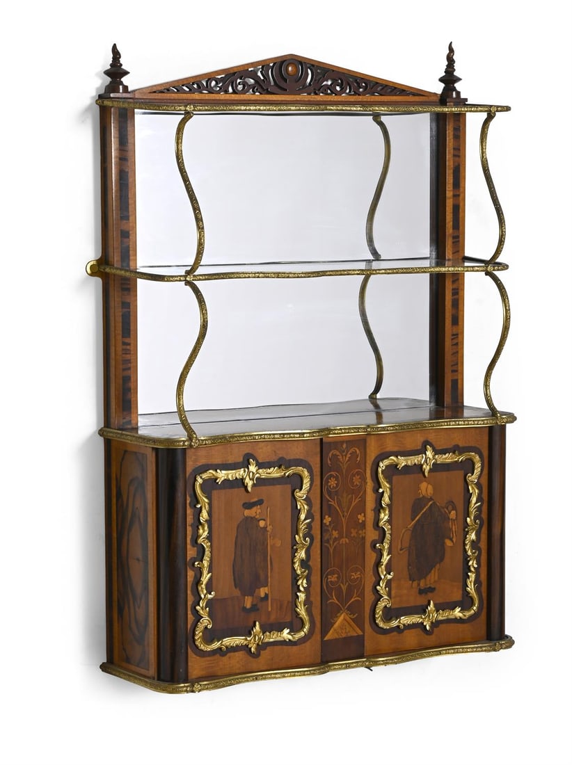 Y AN UNUSUAL CONTINENTAL CALAMANDER AND SATINWOOD HANGING CABINET, PROBABLY DUTCH, 19TH CENTURY (1 of 3)