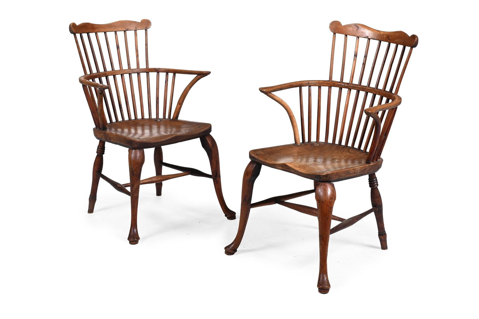 A PAIR OF ELM, YEW AND ASH COMB BACK WINDSOR CHAIRS, MID 19TH CENTURY (1 of 3)