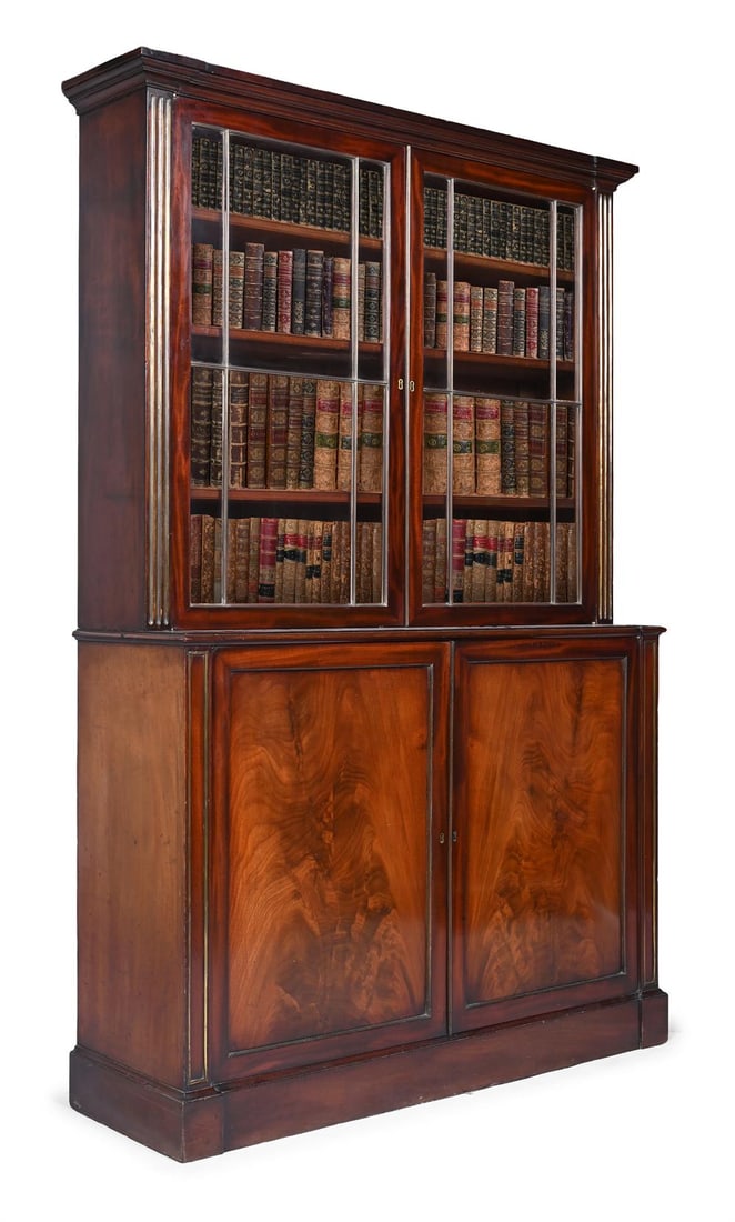 A GEORGE IV MAHOGANY AND GILT BRASS MOUNTED LIBRARY BOOKCASE, CIRCA 1825 (1 of 2)