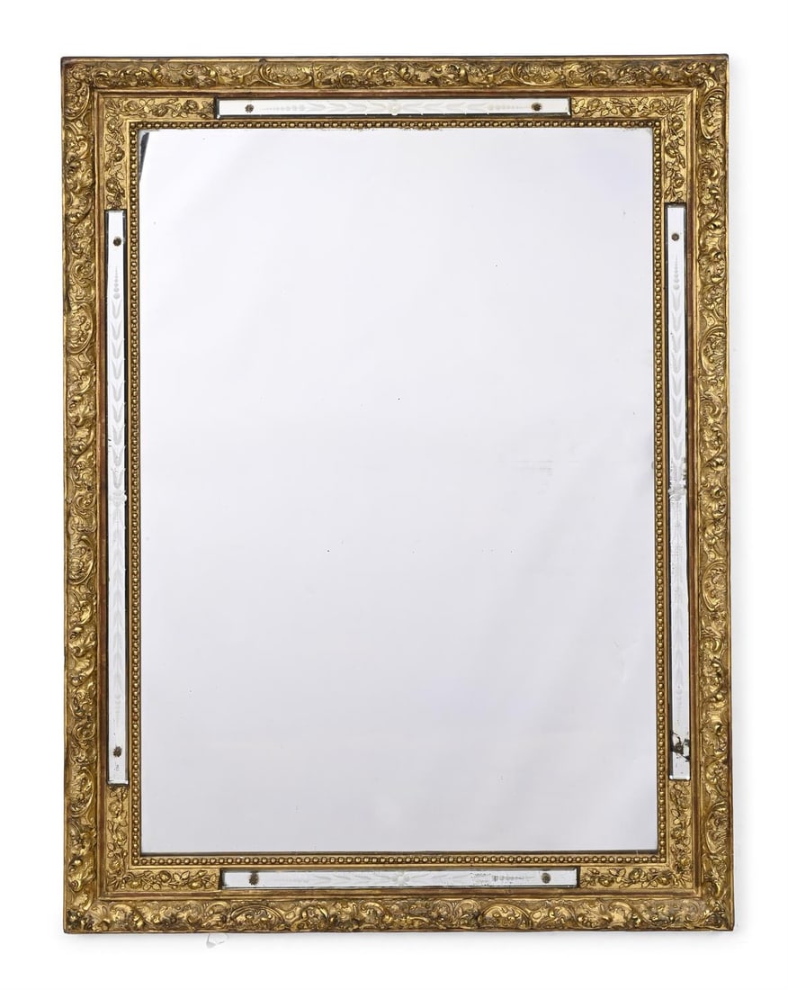 A GILTWOOD AND COMPOSITION MIRROR, IN RÉGENCE STYLE, 19TH CENTURY (1 of 2)