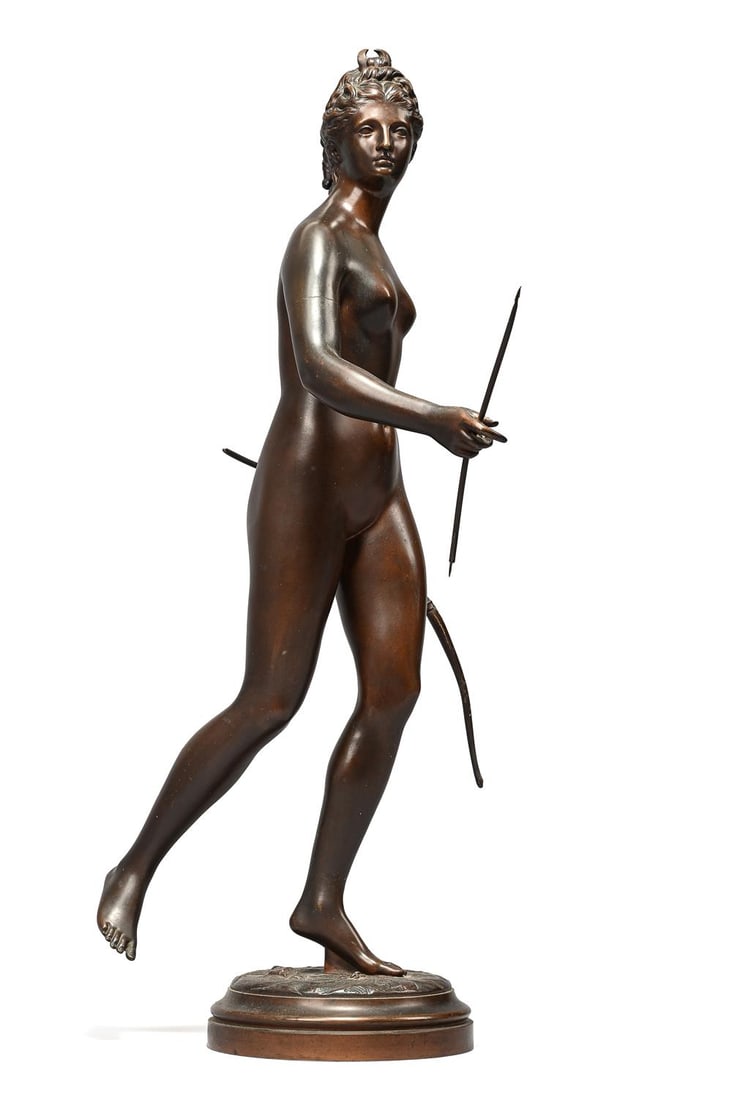 AFTER HOUDON, A BRONZE FIGURE OF DIANA THE HUNTRESS, FRENCH, LATE 19TH CENTURY (1 of 6)