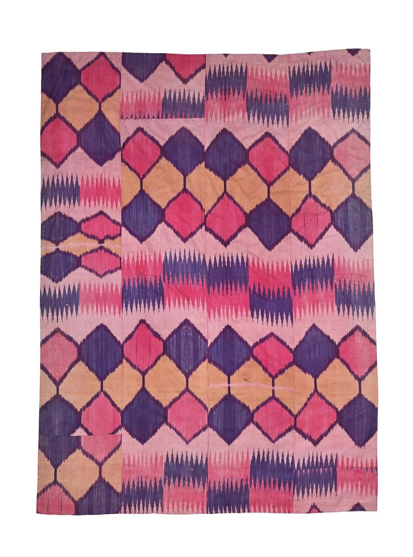 A SILK IKAT PANEL, UZBEKISTAN, CIRCA 1890 (1 of 4)