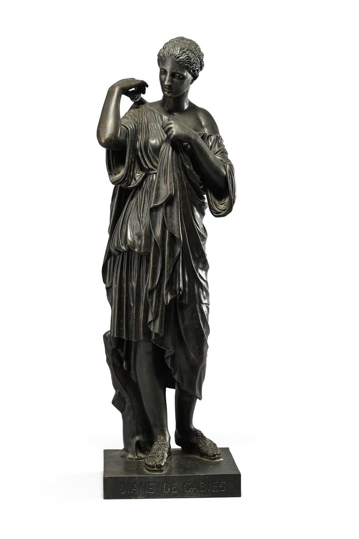 AFTER THE ANTIQUE, A LARGE BRONZE OF FIGURE OF DIANA OF GABII, MID TO LATE 19TH CENTURY (1 of 4)