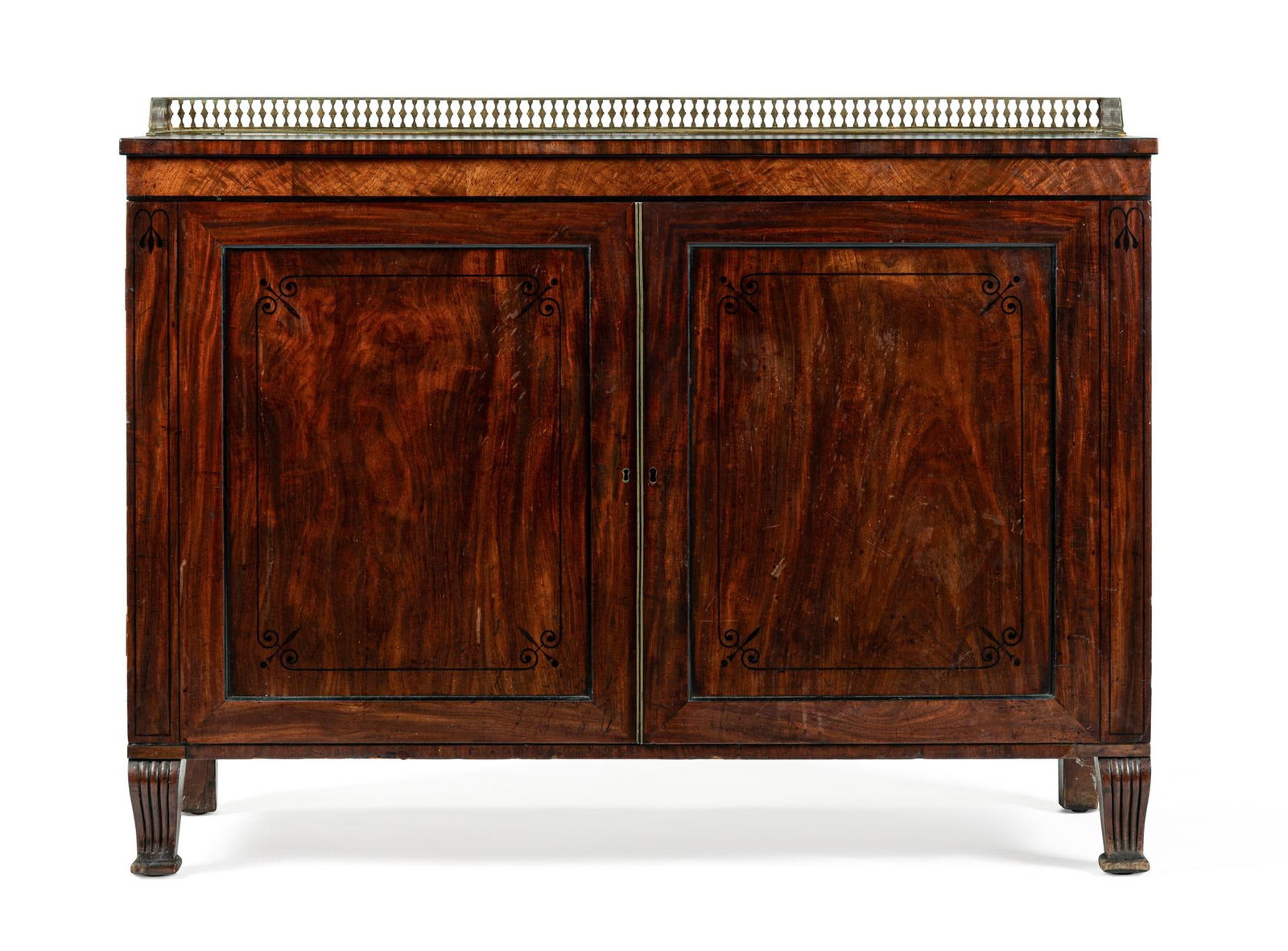 Y A REGENCY MAHOGANY AND EBONY INLAID CABINET, CIRCA 1815 (1 of 3)