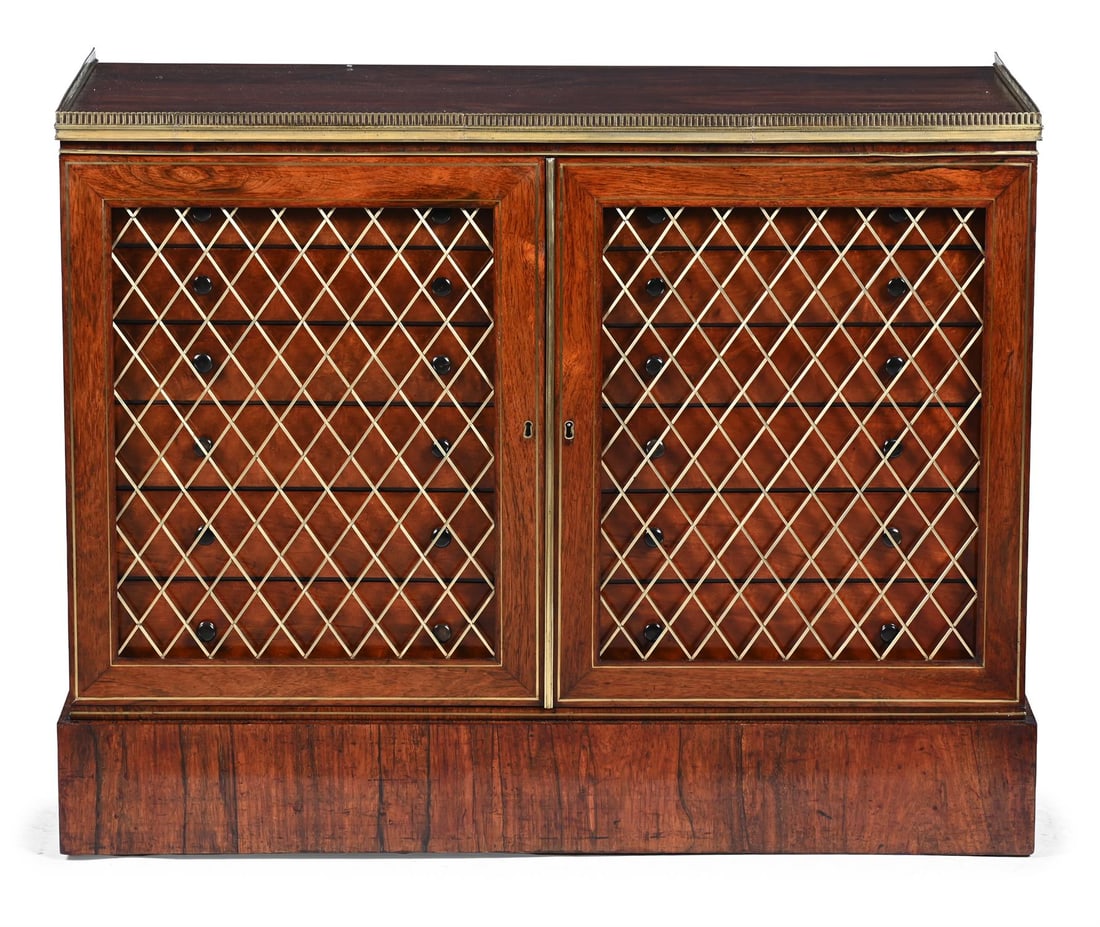 Y A REGENCY ROSEWOOD AND GILT BRASS MOUNTED LIBRARY OR COLLECTOR'S CABINET, ATTRIBUTED TO GILLOWS (1 of 4)