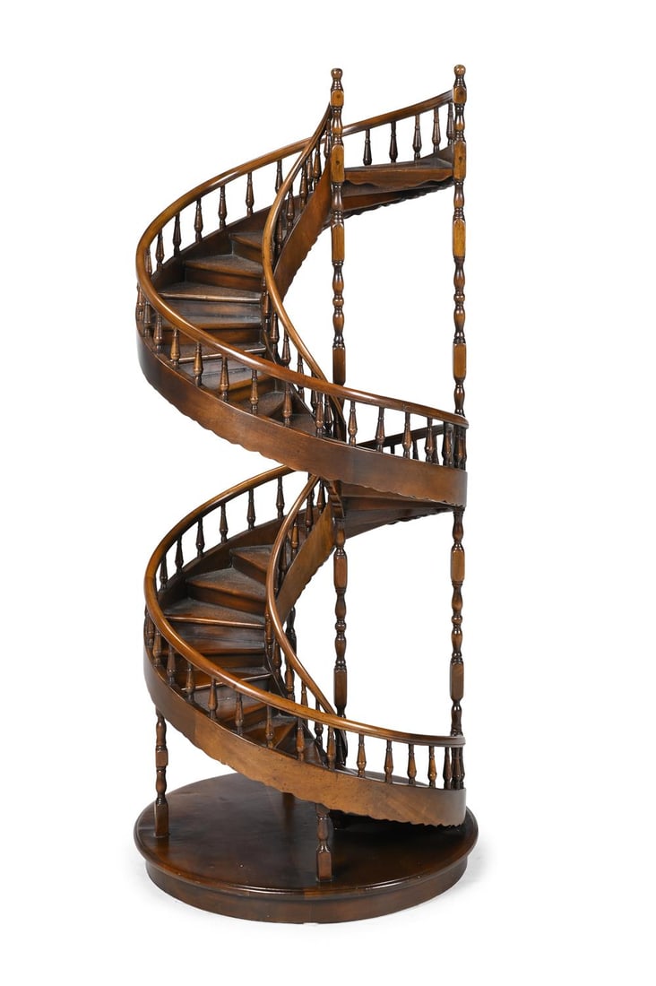 A LARGE WOODEN ARCHITECTURAL MODEL OF A SPIRAL STAIRCASE, CONTEMPORARY (1 of 3)