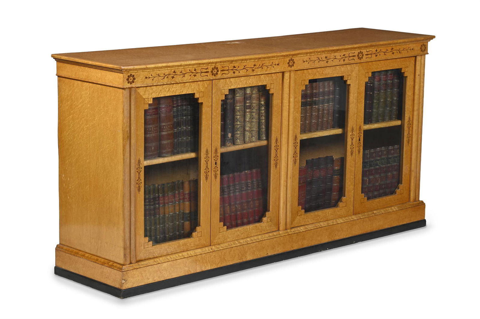 A FRENCH BIRD'S EYE MAPLE AND MARQUETRY SIDE CABINET, LATE 19TH OR EARLY 20TH CENTURY (1 of 3)