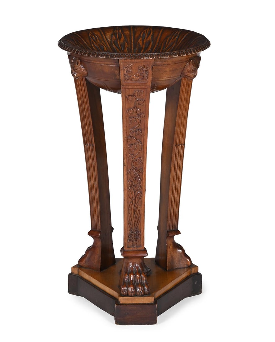AFTER THE ANTIQUE, A CARVED MAHOGANY ATHÉNIENNE, 20TH CENTURY (1 of 3)