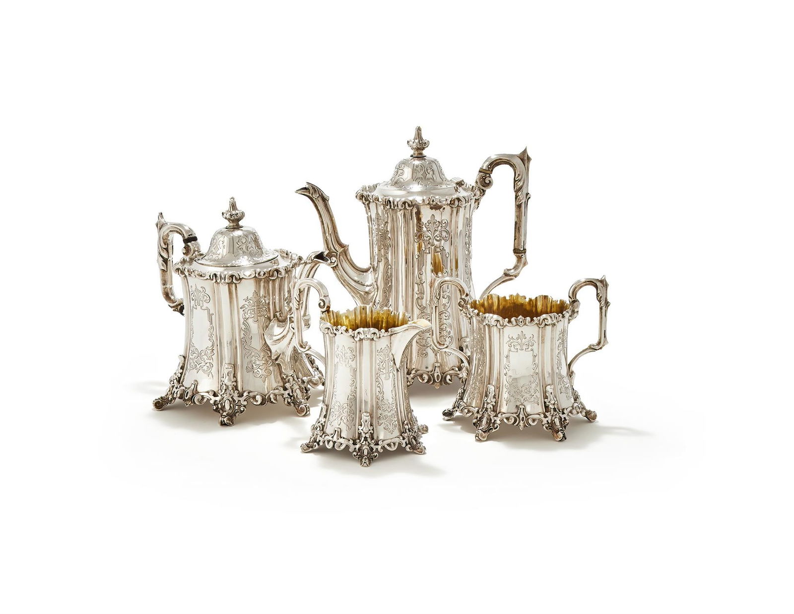 Y A VICTORIAN SILVER FOUR PIECE TEA SET (1 of 2)