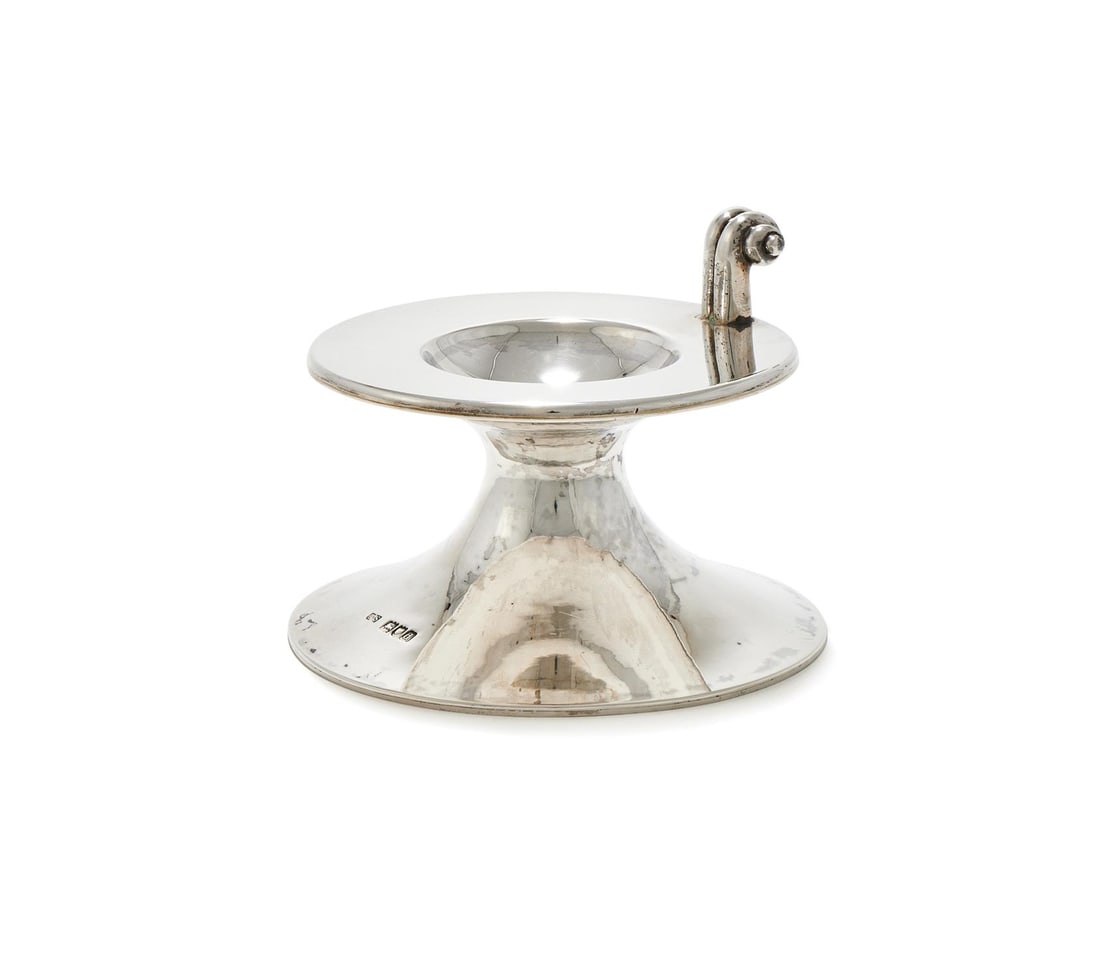 A LATE VICTORIAN SILVER CANDLE HOLDER (1 of 2)