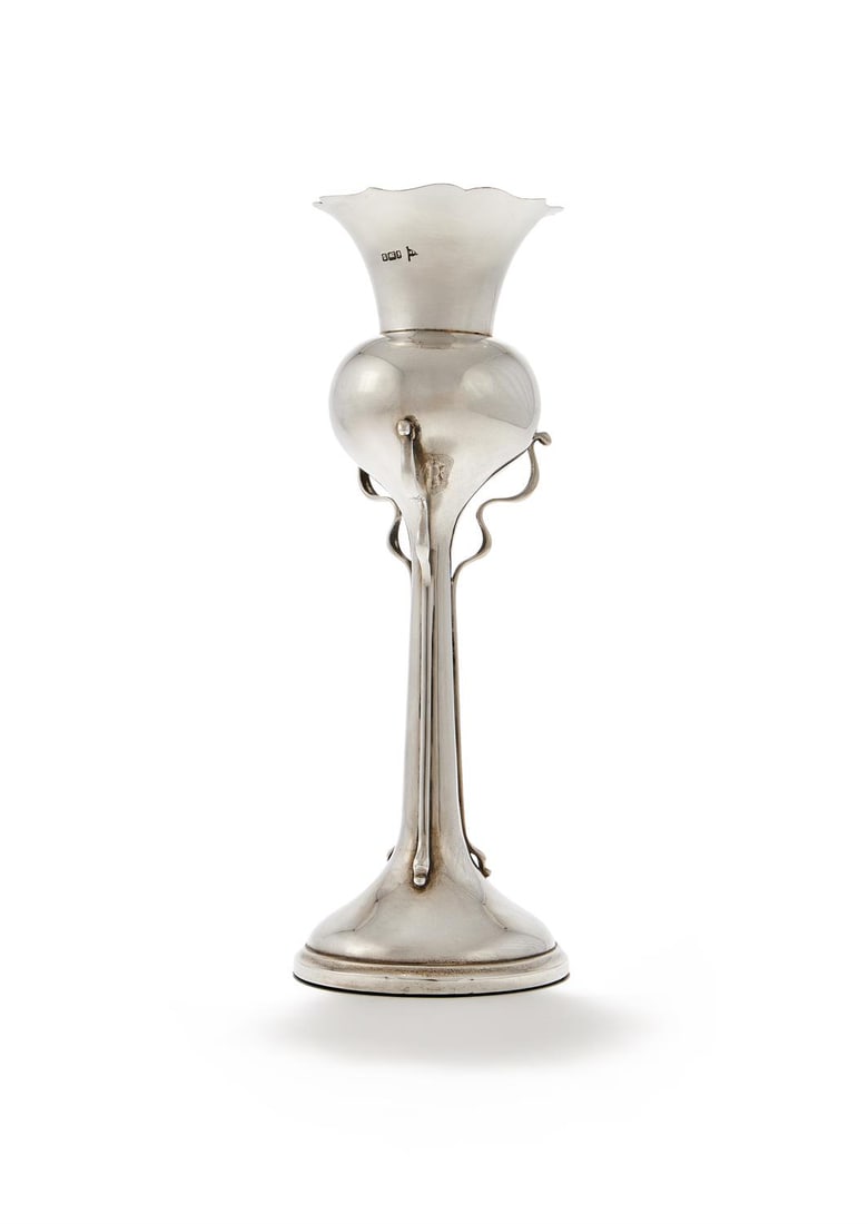 AN EDWARDIAN SILVER THISTLE SHAPED VASE (1 of 3)