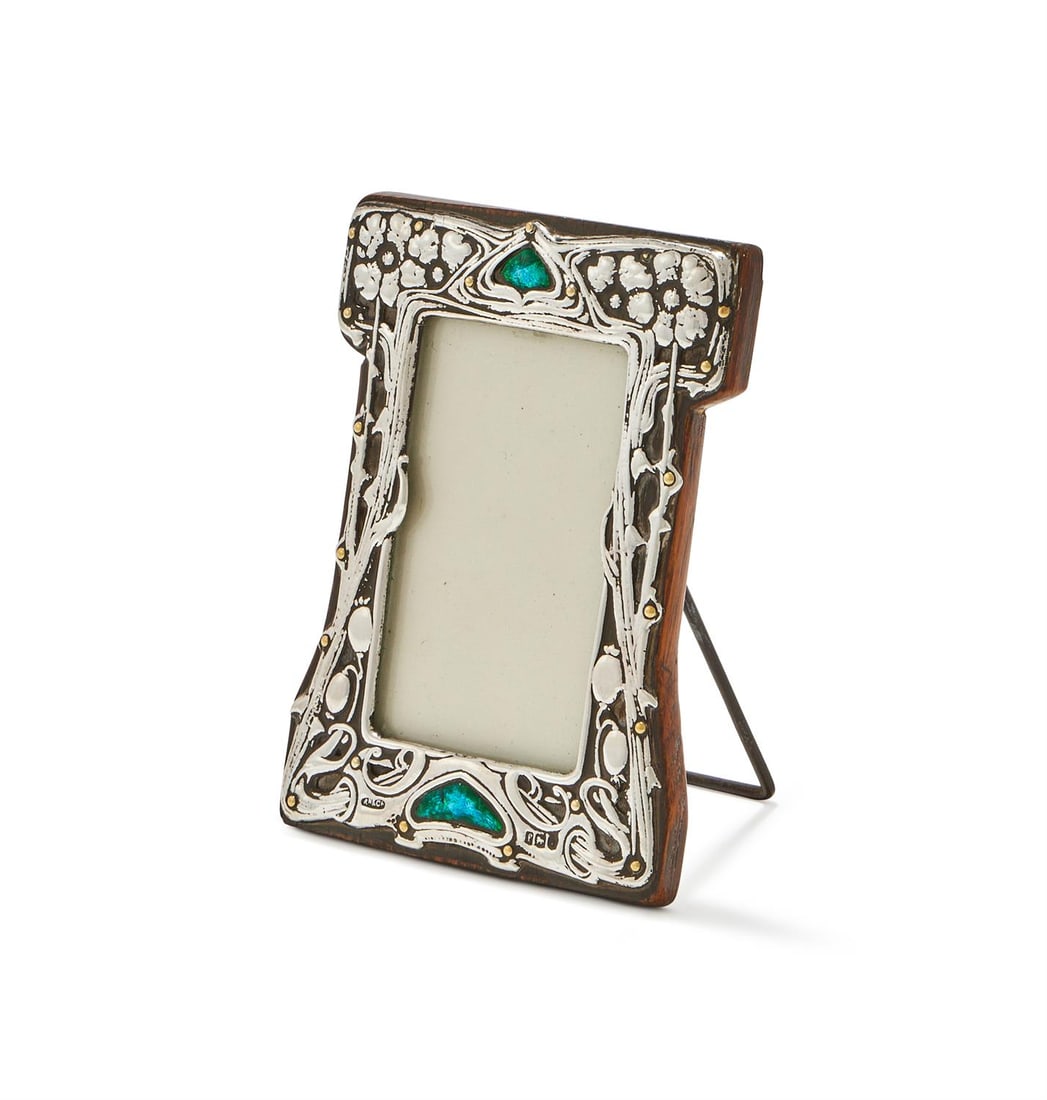 AN EDWARDIAN SILVER MOUNTED AND ENAMEL FRAME (1 of 2)