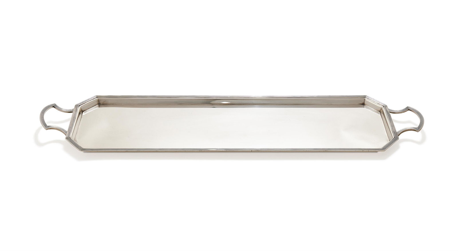 AN EDWARDIAN SILVER TWIN HANDLED TRAY (1 of 3)