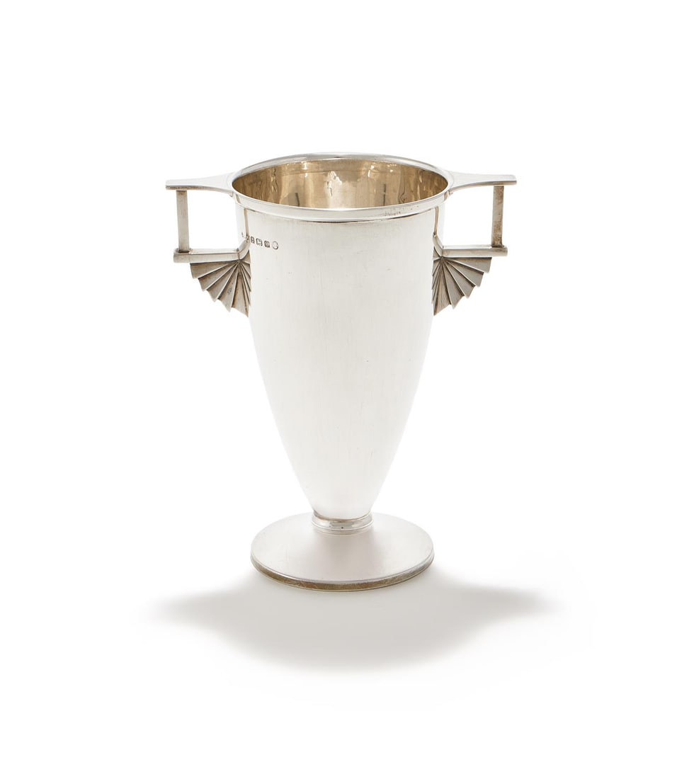 A SILVER TWIN HANDLED CUP (1 of 2)