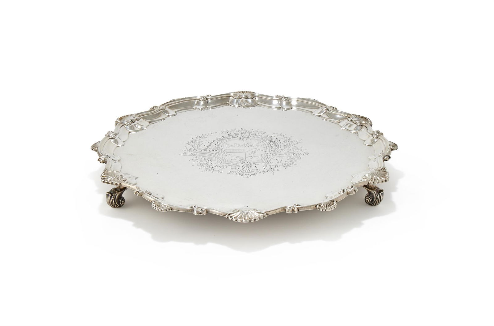 A GEORGE III SILVER SHAPED CIRCULAR SALVER (1 of 4)
