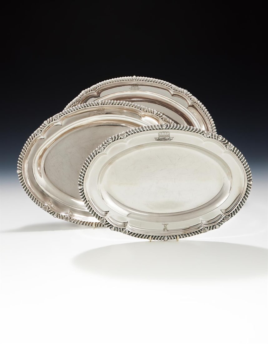 THREE GEORGE III SILVER SHAPED OVAL MEAT DISHESPAUL STORR (1 of 5)